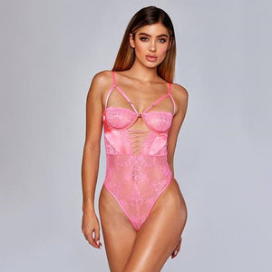 Strappy Lace Up Bodysuit Sexy Backless