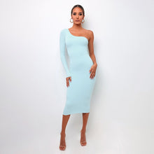 Load image into Gallery viewer, One Shoulder Midi Dress Sexy Backless