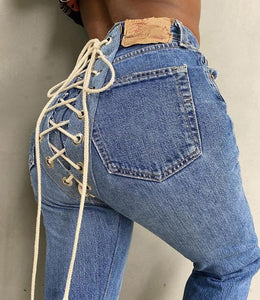 Tie Lace Up Sexy High Waist Jean