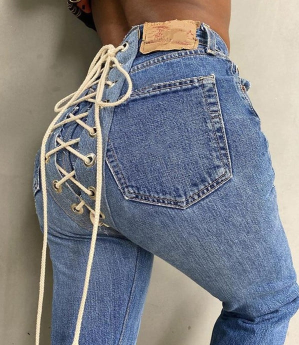 Tie Lace Up Sexy High Waist Jean