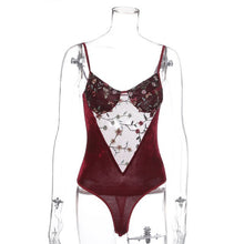 Load image into Gallery viewer, Backless Embroidery Women Strap Bodysuits Sexy Patchwork Lace