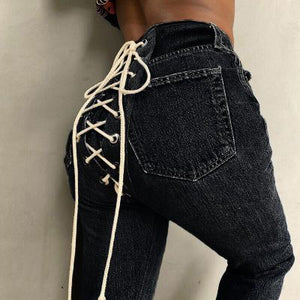 Tie Lace Up Sexy High Waist Jean