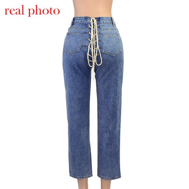 Tie Lace Up Sexy High Waist Jean