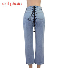 Load image into Gallery viewer, Tie Lace Up Sexy High Waist Jean