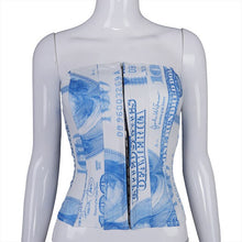 Load image into Gallery viewer, Dollar Print Bustier Corset Crop Top