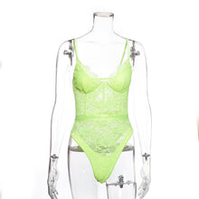 Load image into Gallery viewer, Mesh Sheer Lace Bodysuit Hollow Out Straps Bralette Bodysuit