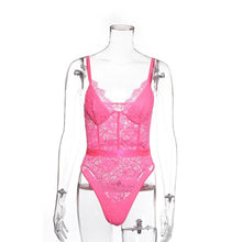 Load image into Gallery viewer, Mesh Sheer Lace Bodysuit Hollow Out Straps Bralette Bodysuit